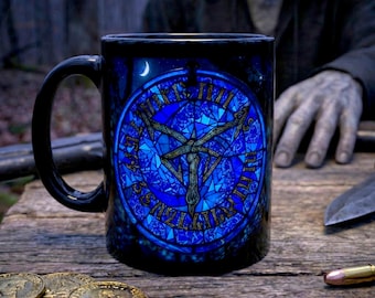 Resident Evil 4 Blue Medallion Mug, Just Shoot Me Coffee Cup, RE4 Gamer Mug, Leon Kennedy Gift, Survival Horror Fan Gift, Funny Gamer Mug