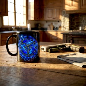 Resident Evil 4 Blue Medallion Mug, Just Shoot Me Coffee Cup, RE4 Gamer Mug, Leon Kennedy Gift, Survival Horror Fan Gift, Funny Gamer Mug image 5