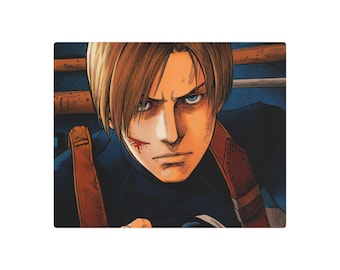 Resident Evil 4 Metal Sign, Leon S Kennedy Manga Style Wall Art, Gamer Room Decor, Video Game Gift for Horror Fans, Geeky Home Decor