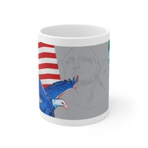 Patriotic Mug, USA Flag Coffee Cup, American Eagle Tea Mug, Statue of Liberty Patriotic Drinkware, US Patriotic Gift, Independence Day Home