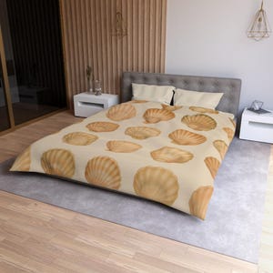 Peach Seashell Duvet Cover - Coastal Bedding in King, Queen, Twin & XL Twin Sizes