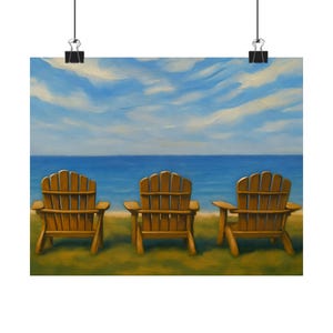 Adirondack Chairs Print: Coastal Beach Wall Art