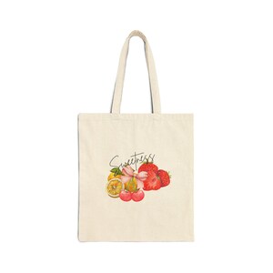 Fruity Sweetness Cotton Canvas Tote Bag, Eco-Friendly Shopping Bag, Gift for Food Lovers, Market Bag, Reusable Tote