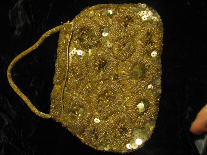 Gold sequence clutch purse image 1