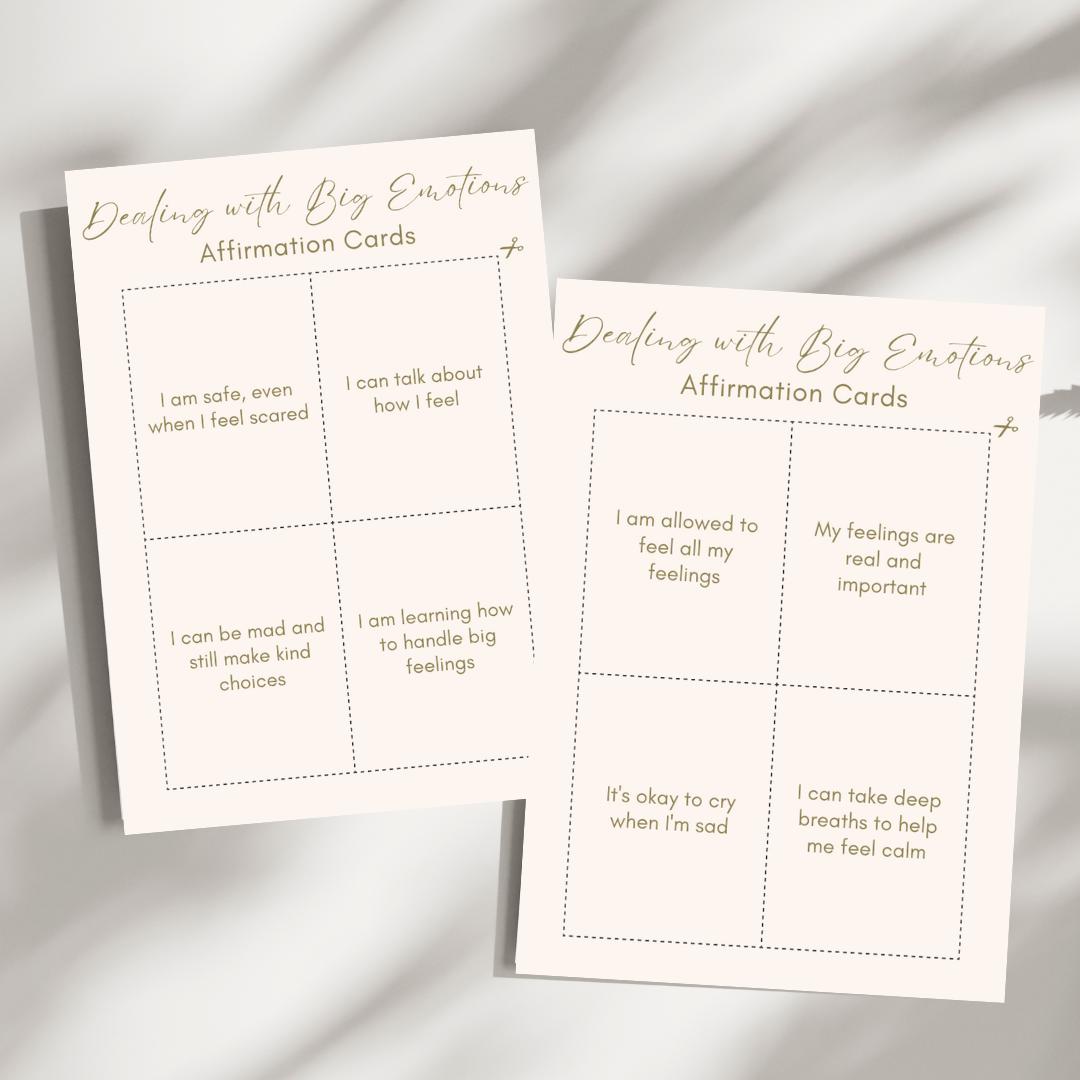 Affirmation Cards for Kids Big Feelings Digital Download Toddler ...