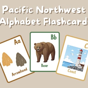PNW Alphabet Flashcards for Kids | Pacific Northwest Nature ABC Cards | Printable Learning Activity for Toddlers & Preschoolers
