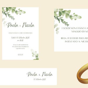 Set invito di matrimonio digitale, invito matrimonio personalizzato, invito matrimonio da stampare. Set invito, bomboniere e l’osta di nozze