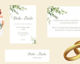 Conjunto de invitación de boda digital, invitación de boda personalizada, invitación de boda imprimible. Juego de invitaciones, regalos de boda y el anfitrión de la boda.