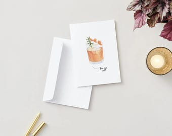 Old Fashioned Cocktail Geburtstagskarte, Alkohol Thema