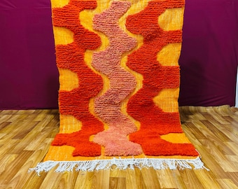 青いモロッコ絨毯 ハンドメイド ベルベル 幾何学模様 フリンジ - Etsy 日本