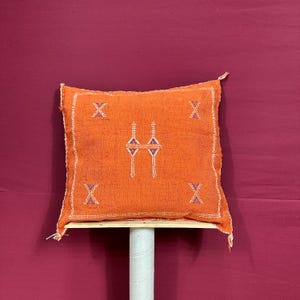 Pack 4 Pillows +1 Pillows Gift ,Burnt Orange Sabra Cushion with Berber Embroidery – Boho Vintage Throw Pillow Cover