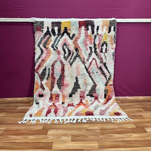 Colorful Moroccan Rug Handmade Wool Shag Carpet MULTICOLOR Bohemian Area Decor