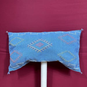 Blaues marokkanisches Kaktus-Seiden-Lendenkissen-Set 4 1 Geschenk Handgefertigtes Berberkissen Boho-Kissen