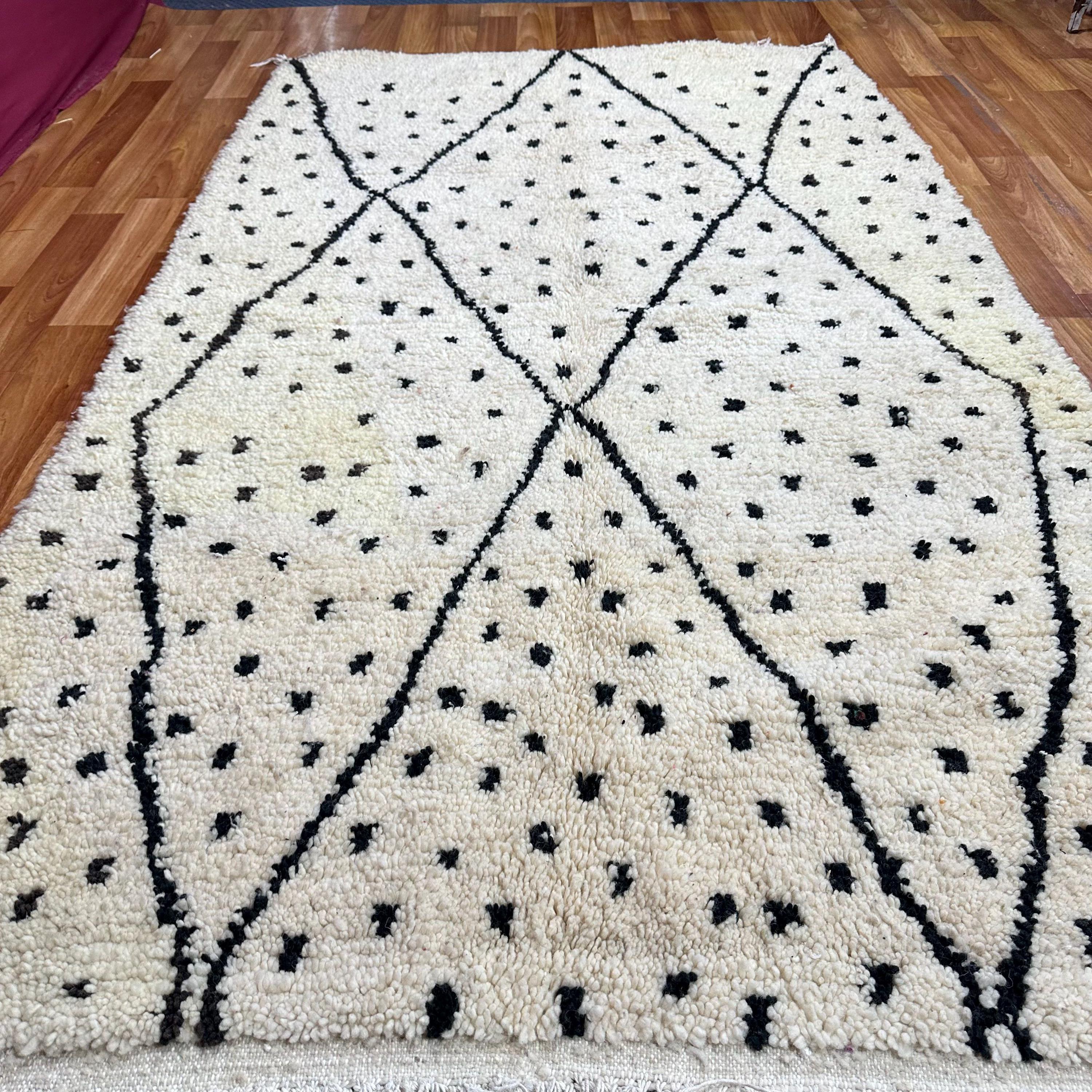 Tapis Marocain Beni Ourain 6.5x9.8 Ft - Laine Géométrique - Boho - Fait Main