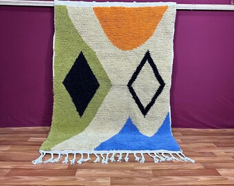 Marokkaans tapijt 9 x 12 wol: groen handgemaakt berbergeometrische vloerkleed