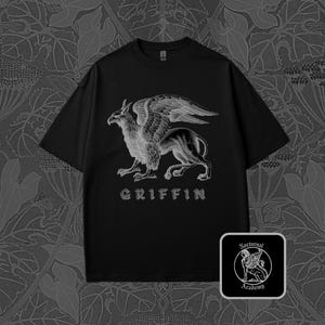 Griffin T-Shirt, antike griechische Mythologie, Gothic Fantasy Shirt, Cryptid Grafik Shirt, Fabelwesen T-Shirt, Surrealismus Shirt, Pagan Shirt
