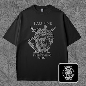 I’m Fine T-Shirt: Medieval Woodcut Dark Humor Tee