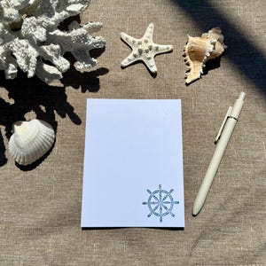 Carte de correspondance côtière, papeterie faite main, roue nautique