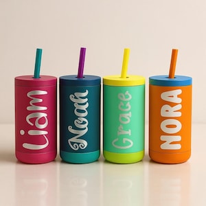 Personalized Kids Tumbler: 12oz Engraved Stainless Steel, Spill-Proof
