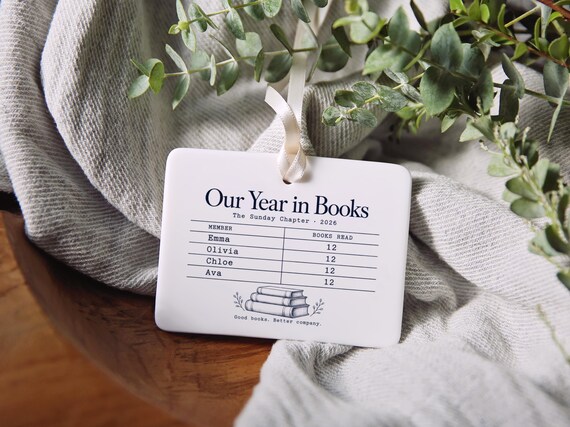 Personalized Book Club Ornament, Reading Challenge, Custom Year in Books Keepsake 2026