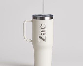 Personalized 40oz Tumbler with Handle - Custom Laser Engraved Stainless Steel