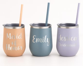 Personalized Stainless Steel Wine Tumbler - Custom Laser Engraved Cup