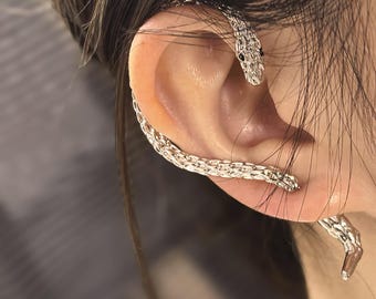 Lucky Snake Metal Earrings | Gothic Serpent Dangle Earrings Gold Silver | Unique Statement Jewelry for Women | 925 Silver