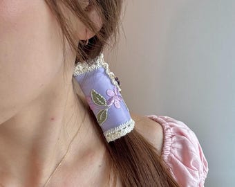 Handmade Embroidered Lace Floral Hair Pin: Boho Bridal Accessory