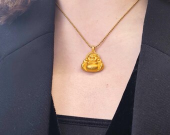 Maitreya Buddha Pendant | Laughing Buddha Necklace for Luck Abundance | Handmade Feng Shui Jewelry for Men Women | Wealth Protection Gift