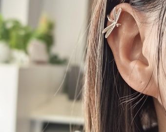 Dragonfly Ear Cuff One Pair | Clip On Earrings| Silver No Piercing Earrings |  Lightweight (2.3g) each | Gift for Her