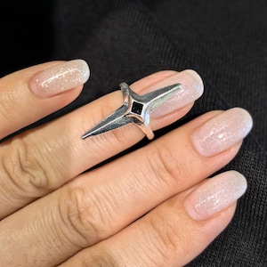 Punk geometrisk korsnagelring | Vintage silver justerbar fingerrustning | Minimalistisk gotisk statementring för kvinnor | Ben Ming Nian-gåva
