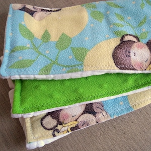Baby Burp Cloth Set: Monkey & Sunshine Flannel, Soft Absorbent Cotton