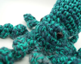 Sweet Octopus - Crochet Amigurumi, Handmade Plush Toy Ocean Animal - Realistic Giant Pacific Octopus - dark green and deep gray