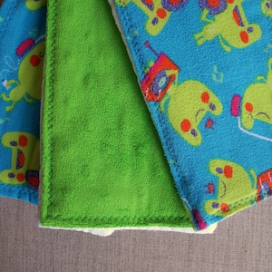 Frog & Headphone Baby Burp Cloth Set: Soft Minky, Absorbent Flannel