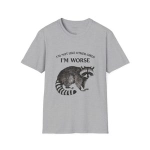Sassy Raccoon T-Shirt, Funny Graphic Tee, Unisex Softstyle Shirt, Quirky Gift, Casual Wear, Gifts for Animal Lovers