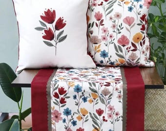 Floral Velvet Cushion Cover, Double-Sided Print (16x16 in)