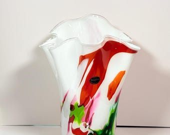 Vintage Jozefina Krosno Art Glass Vase~Handblown Polish Glass