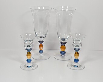 Vintage Wine Glasses and Candle Holders Set – Sculptural Stemware Table Setting