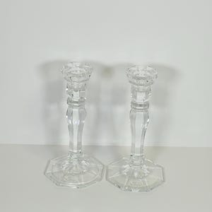 Pair of Vintage Royal Gallery Crystal Candlestick Holders
