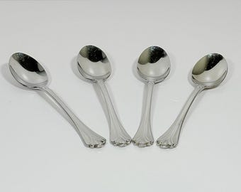 Vintage Mikasa Lyons Stainless Tea Spoons ~ Set of 4 ~ No Gold, Japan 18-8