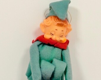 Mid-Century Noel Brand Sleeping Pixie Elf Knee-Hugger Ornament