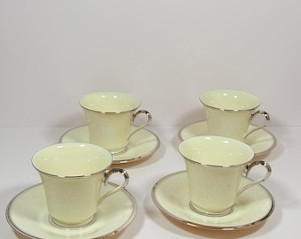 Vintage Lenox Moonspun Cup & Saucer Set ~ Service for 4