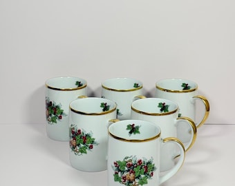 Vintage Royal Gallery Christmas Mugs ~ Set of 6