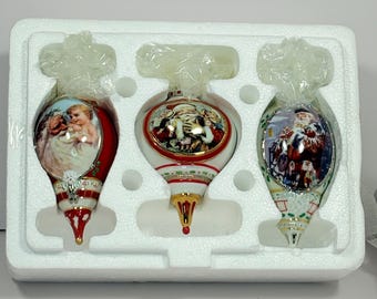 Vintage Bradford Exchange Heirloom Porcelain Ornaments ~ Set of 3