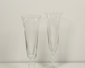 Lenox “Wedding Promises” Frosted Heart Stem Champagne Flutes