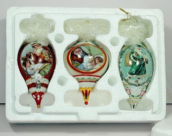 Vintage Bradford Exchange Heirloom Porcelain Ornaments ~ Set of 3