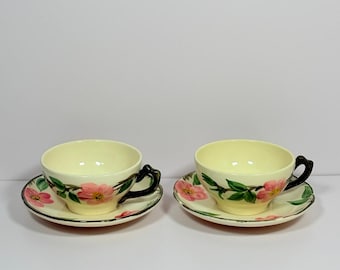 Vintage Franciscan Desert Rose Teacups And Saucers ~ Set of 2