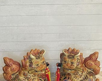Vintage Cloisonné Foo Dogs