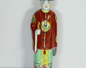 Vintage Qing Dynasty Chinese Emperor Figurine