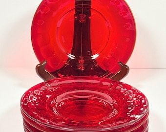 Vintage Ruby Red 8” Plates ~ Set of 6 ~ Please Read Description